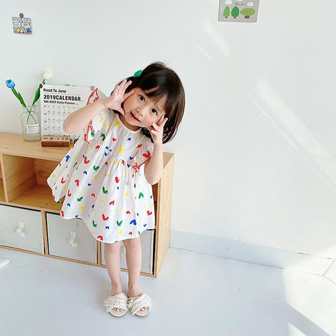 Girl's Flying Sleeve Dress Summer New Baby Girl's Foreign-style Dress Princess Dress